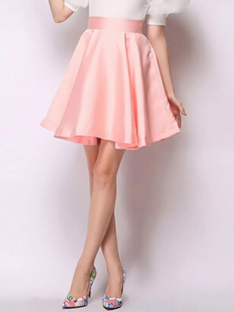 Faldas rosadas (150 fotos): lo que lleva, largo y corto, lápiz y exuberante sol, rosa suave y rosa brillante, con blanco, negro, largo 14630_115