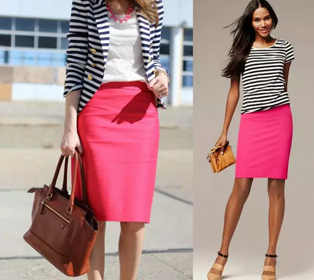 skirt merah jambu (150 foto): Apa yang memakai, panjang dan pendek, pensil dan matahari subur, lembut merah jambu merah jambu dan terang, dengan putih, hitam, panjang 14630_122