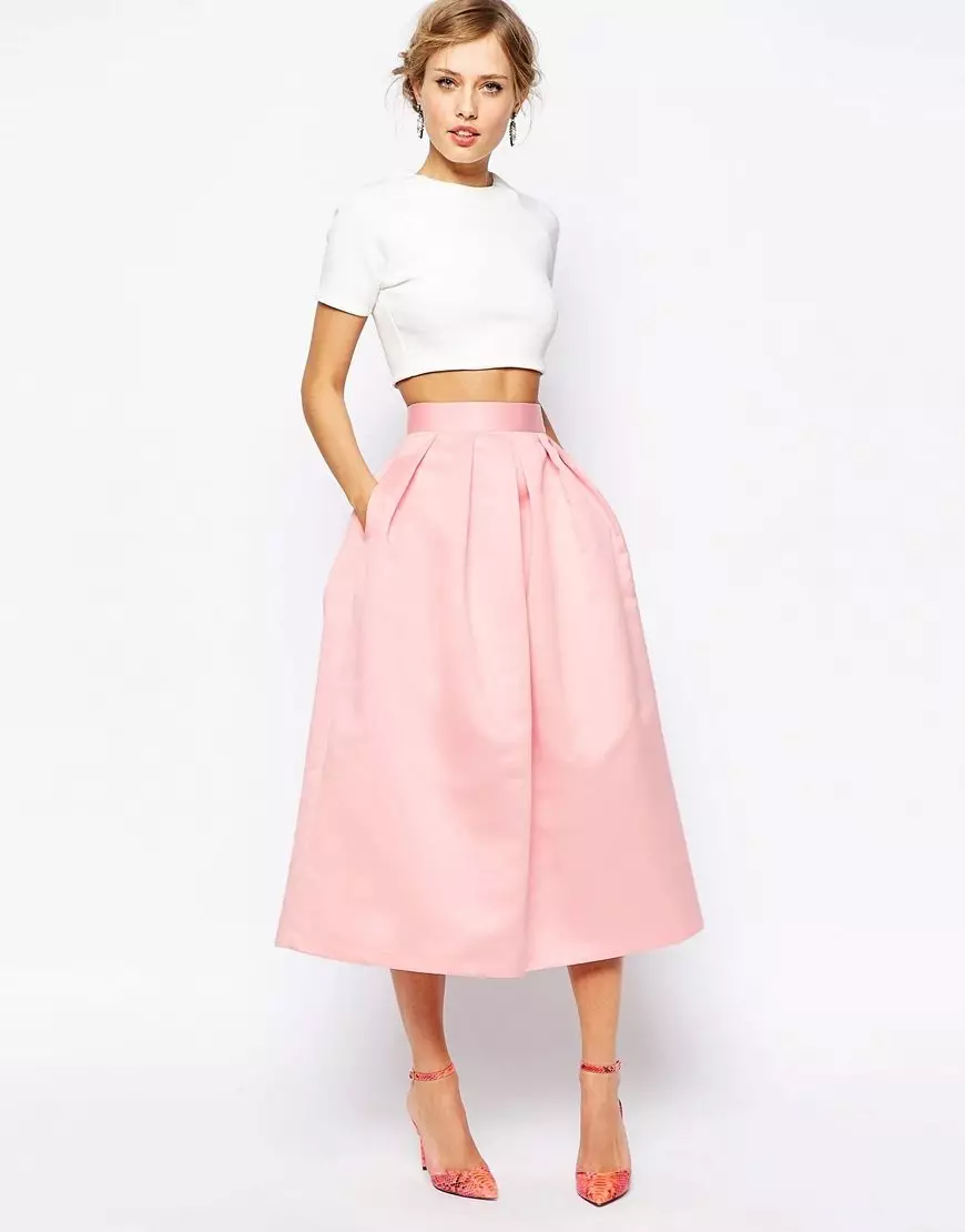 गुलाबी स्कर्ट (150 फोटो): क्या पहन रहा है, लंबे और छोटे, पेंसिल और सुन्दर सूरज, सभ्य गुलाबी और उज्ज्वल गुलाबी, सफेद, काला, लंबे समय के साथ 14630_70