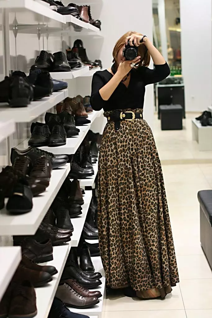 Leopard Skirt (58 장의 사진) : 착용, 연필, 바닥에 길고 짧게 14639_29