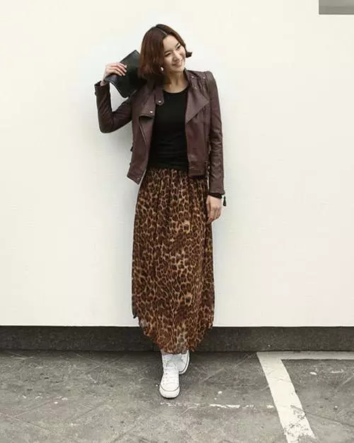 Leopard Skirt (58 gambar): Apa yang perlu dipakai, pensil, panjang di lantai dan pendek 14639_31