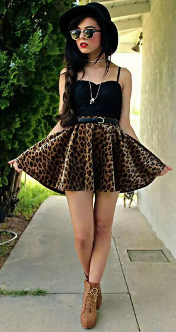Leopard Skirt (Linepe tse 58): Seo u ka se aparang, pensele, e telele fatše 'me e khuts'oane 14639_56
