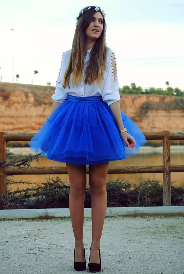 Višeslojni kratku suknju plava