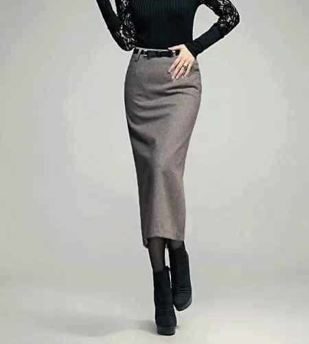 Long pencil skirt in a combination with strap
