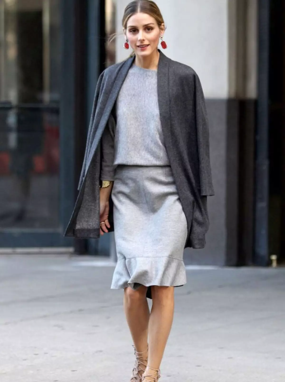 Gray Silk Pencil Skirt.