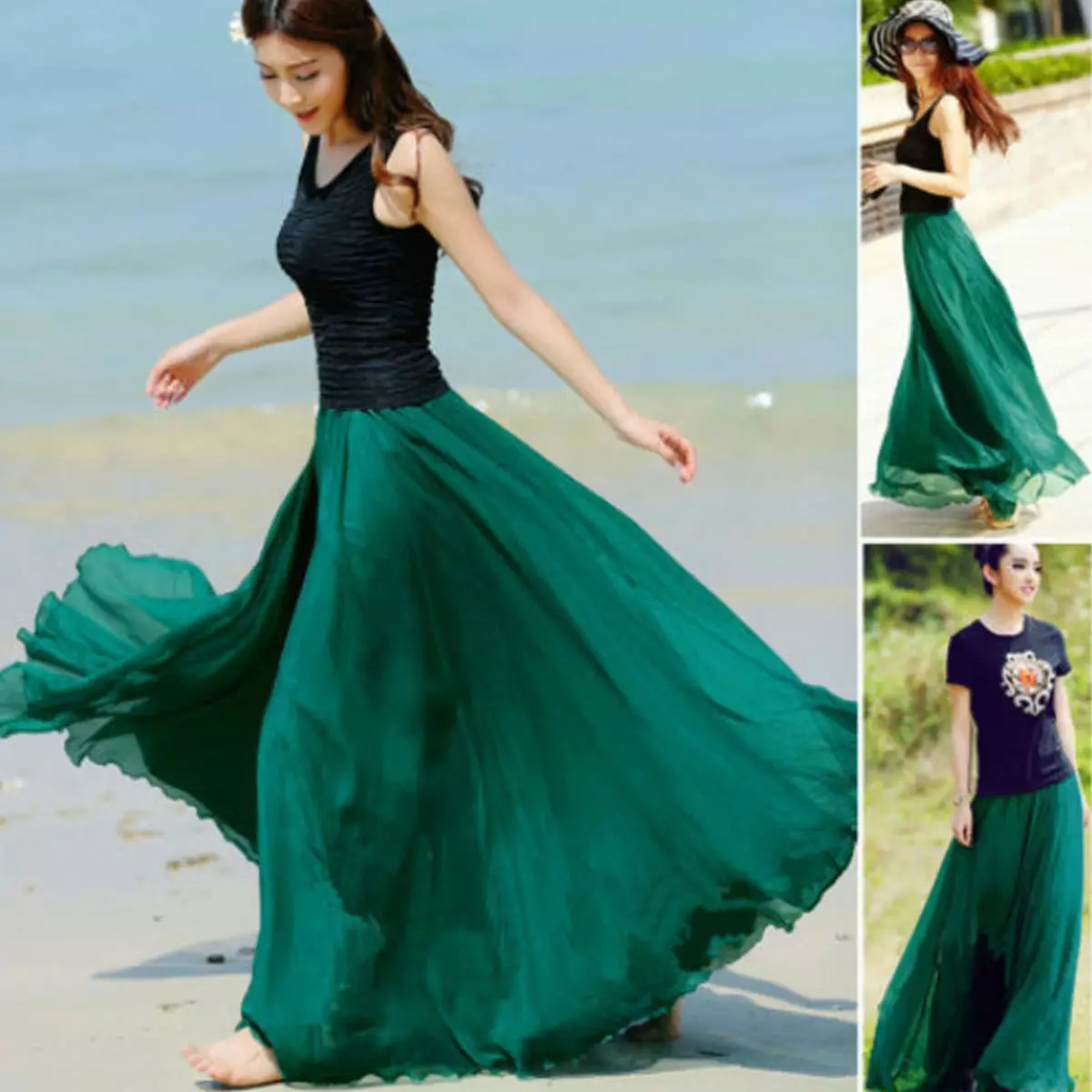 Emerald Green Skiffon Skirt.