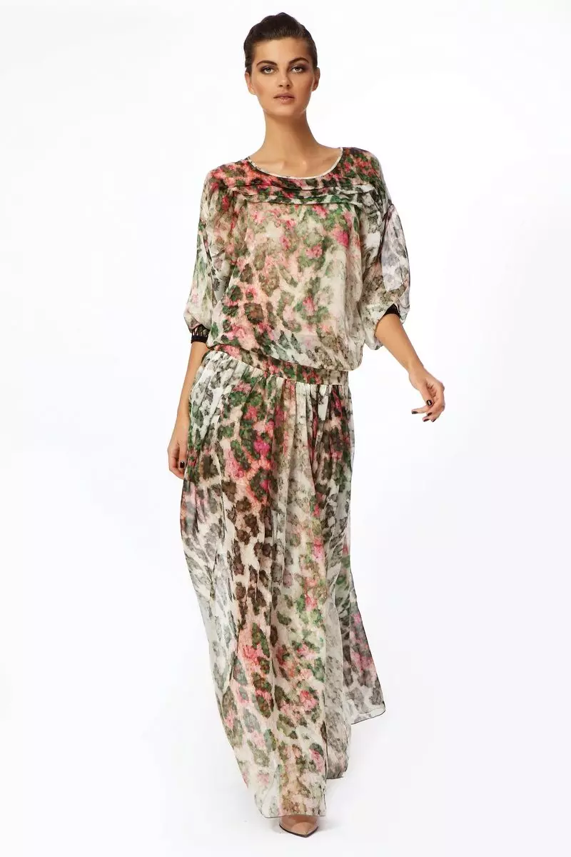 Шифонска сукња са цветним украсом