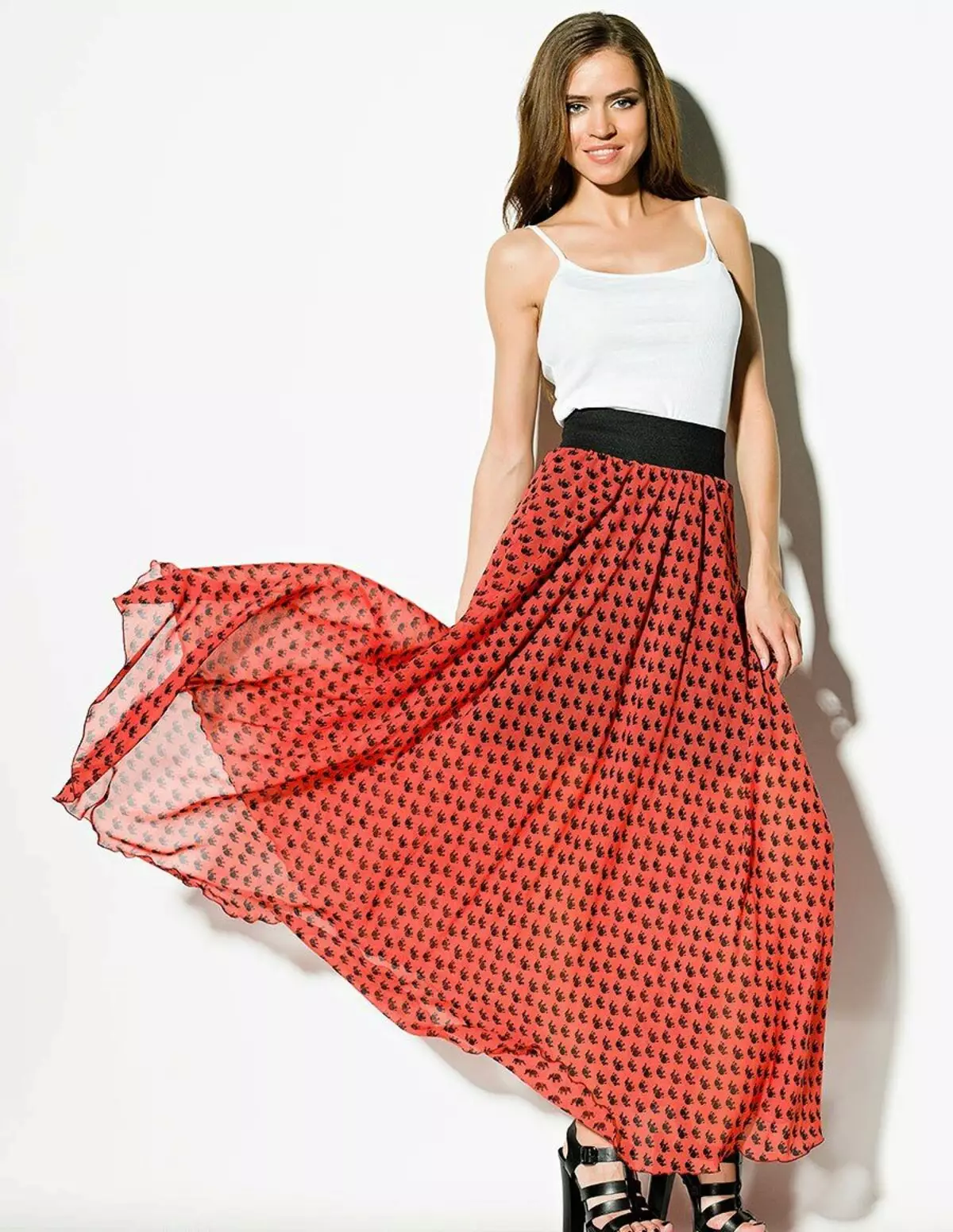 Skirt ერთად sewn ელასტიური