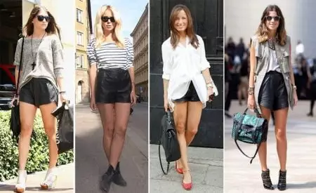 Shorts en cuir (63 photos): Shorts pour femmes Jupes et autres modèles en cuir et cuir noir, images 14727_14