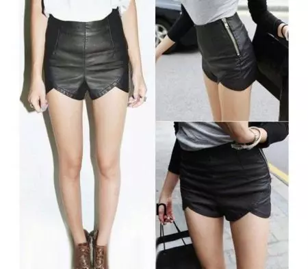 Shorts en cuir (63 photos): Shorts pour femmes Jupes et autres modèles en cuir et cuir noir, images 14727_54