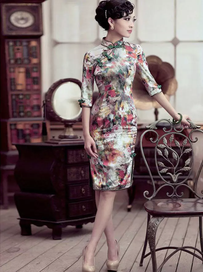 Κινεζικό στυλ Cypao φόρεμα πολύχρωμο