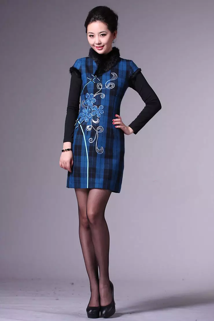 ჩინური კაბა ხანგრძლივი sleeves