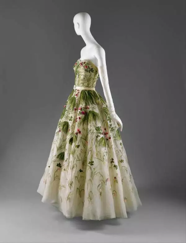 Vintage sukienka z Dior z zielonym wzorem