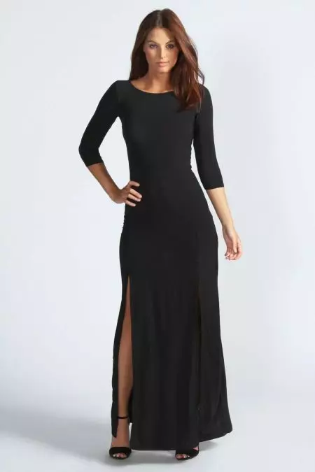 Ilga juoda atsitiktinė suknelė