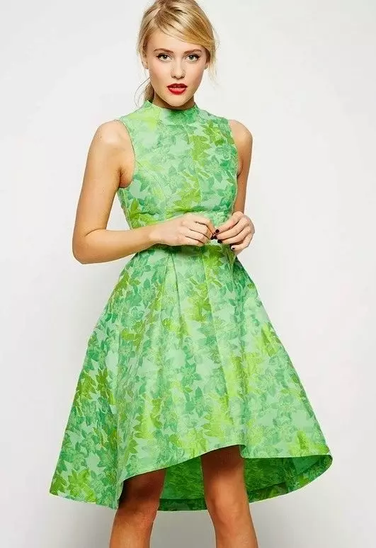Zelené šaty s tiskem ve stylu 60s