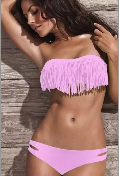 Swimsuit met Fringe (45 foto's): Wat is interessant en hoe om modelle met rand te kies 1474_10