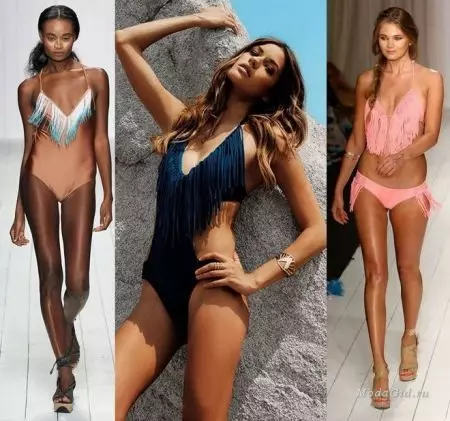 saçaq (45 photos) ilə Swimsuit: Maraqlı nədir və necə saçaq ilə modelləri seçmək 1474_24