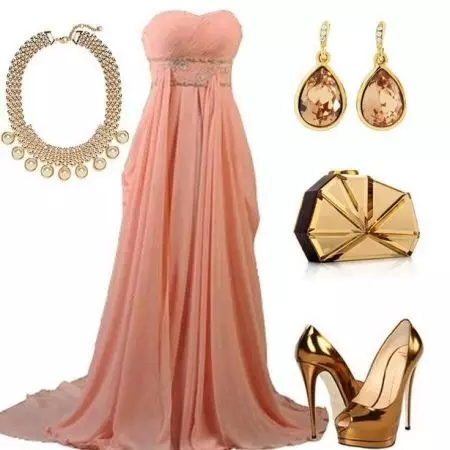 Золоті прикраси до персикового сукні