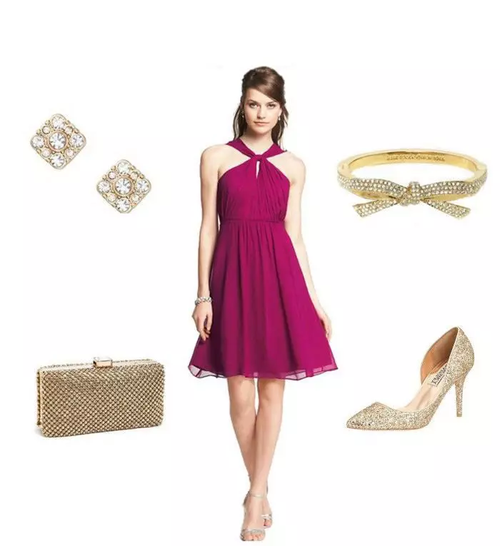 Golden Accessories para Fuchsia Color Dress