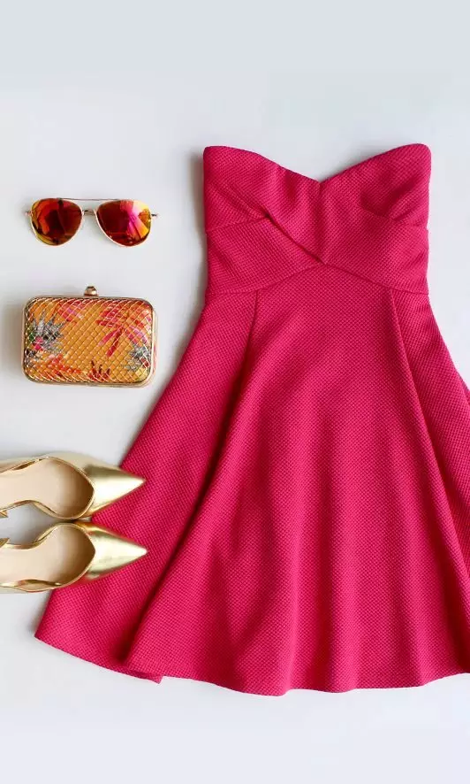 Golden Accessories para Fuchsia Color Dress