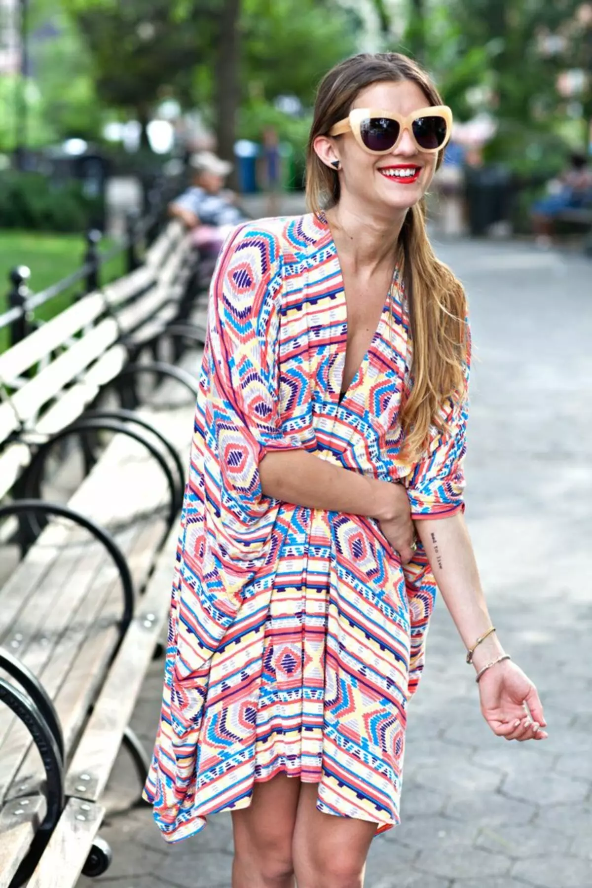 Tunika liknande klänning med abstrakt mönster