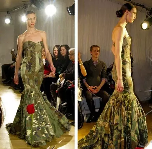 Rochie de mireasă cu imprimare de camuflaj