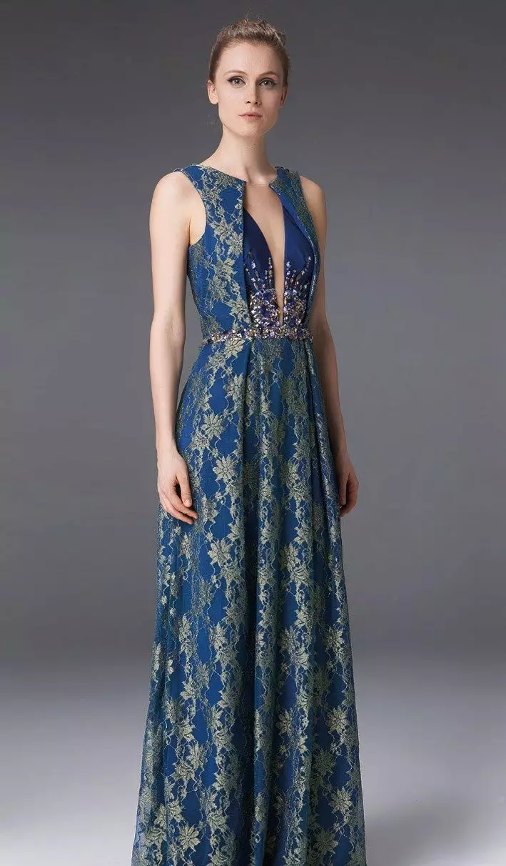 Blomst kjole-sag blå