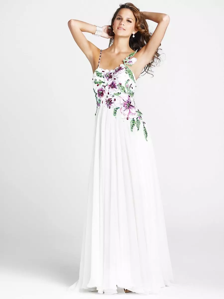Bijela haljina sa cvjetnim uzorkom na prsluk