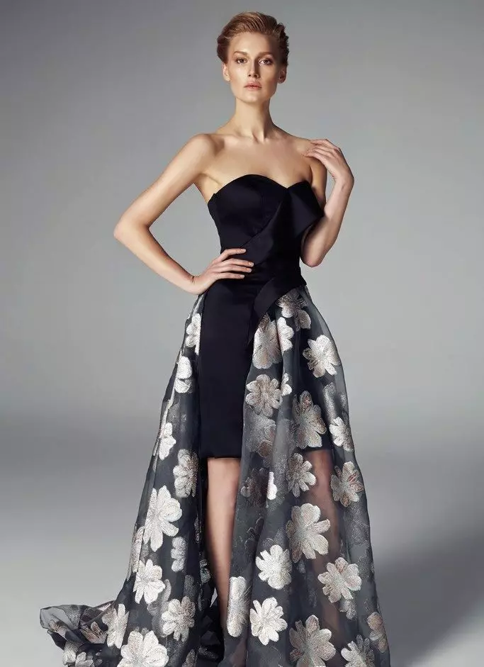 השמלה עם פרח הדפסה על חצאית נשלפת