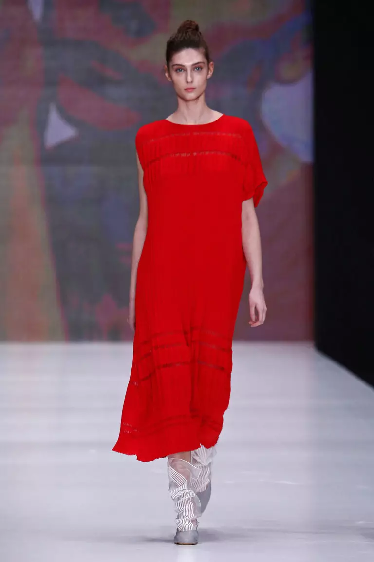Scarlet woolen dress