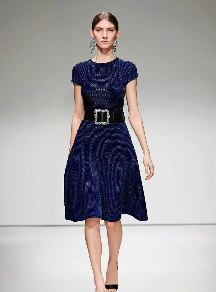 Woolen dress a-silhouette blue