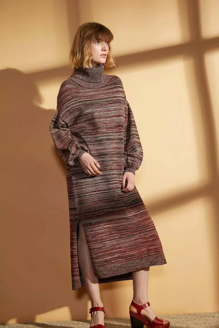Vestido de lana tejido melange