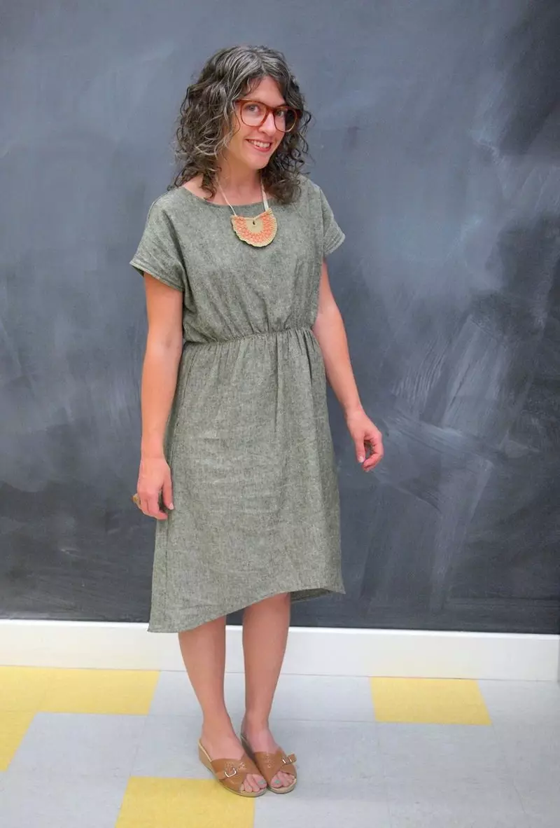 Single gray dress from medium length staple