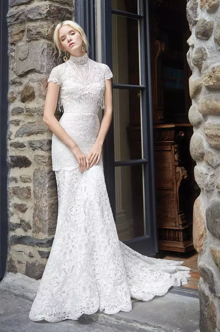 vestido de novia de guipur cerrada