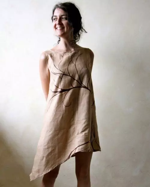 Vestido de liño-Túnica con fondo asimétrico