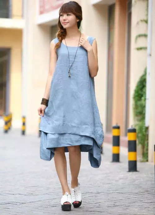 Blue Linen Summer Dress