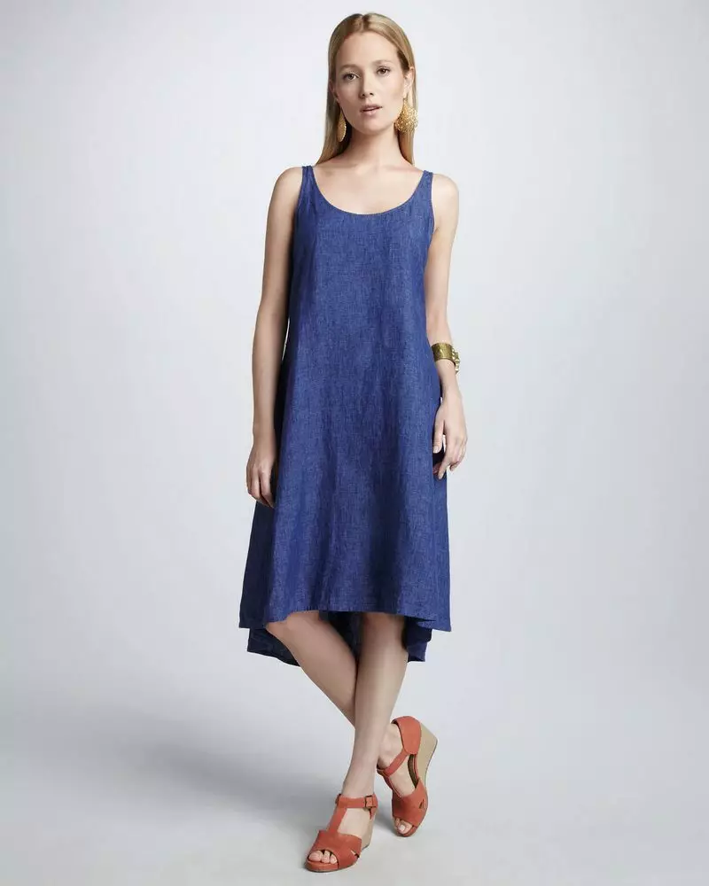 Trapezoid Linen Dress - Medium Lengd Sundress