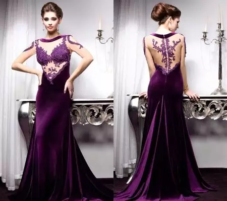 robe de velours aubergine longue