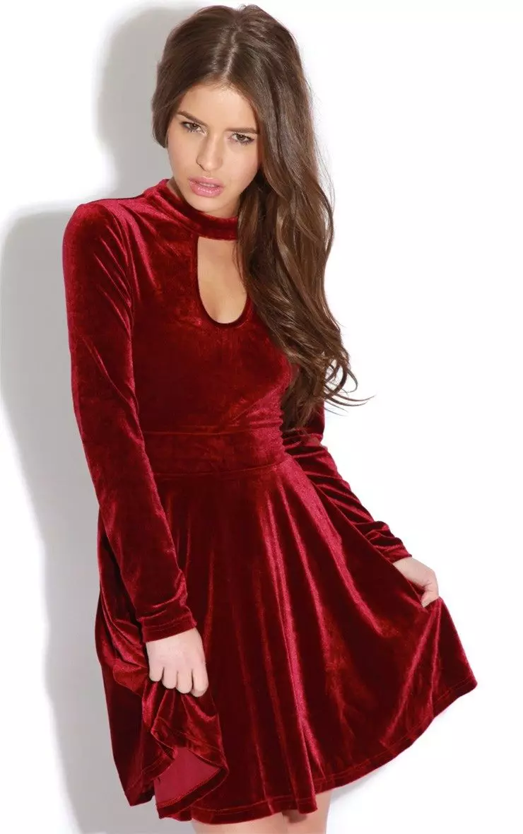 Burgundy Velvet Dress