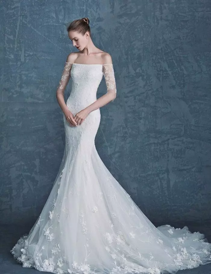 Robe sans sangles Sirène de mariage avec manches