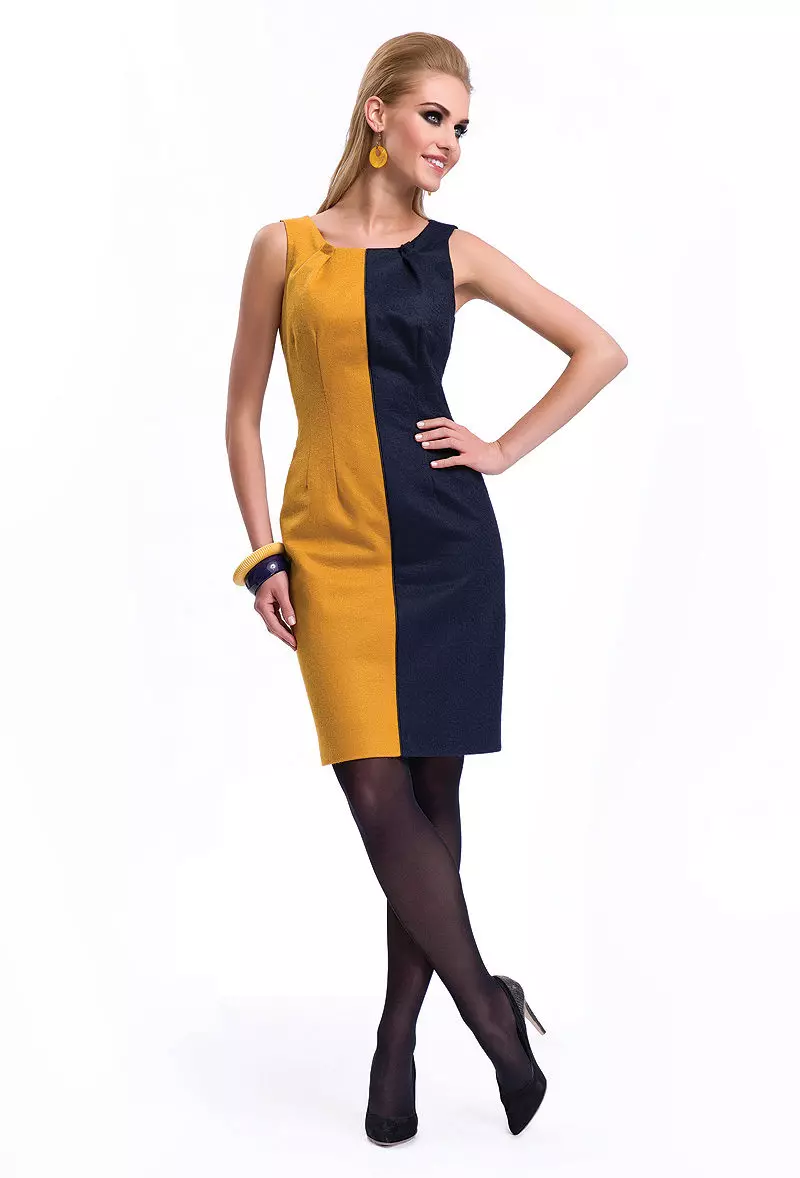 Yellow-Blue Short Dress