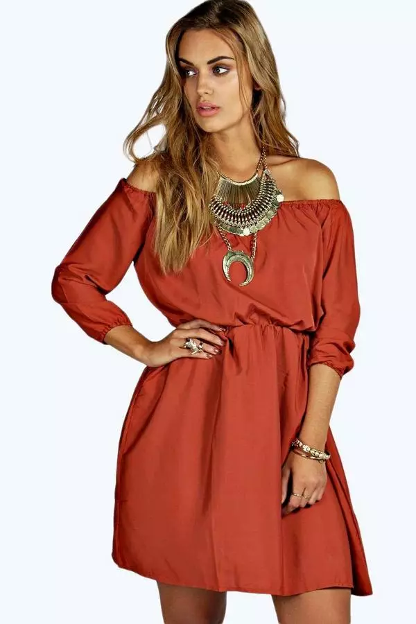 Burgundy ლურსმანი პოლონეთის Terracotta Dress