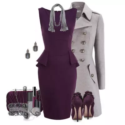 드레스 컬러 가지 및 회색 코트