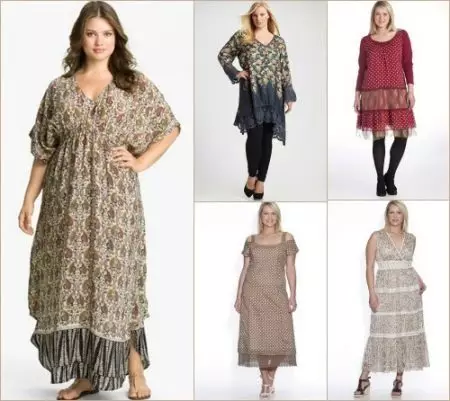 Bocho стил за целосна (64 фотографии): плетени работи во Boho стил за жени по 50, правила за користење на Booho елементи во облека 14862_48