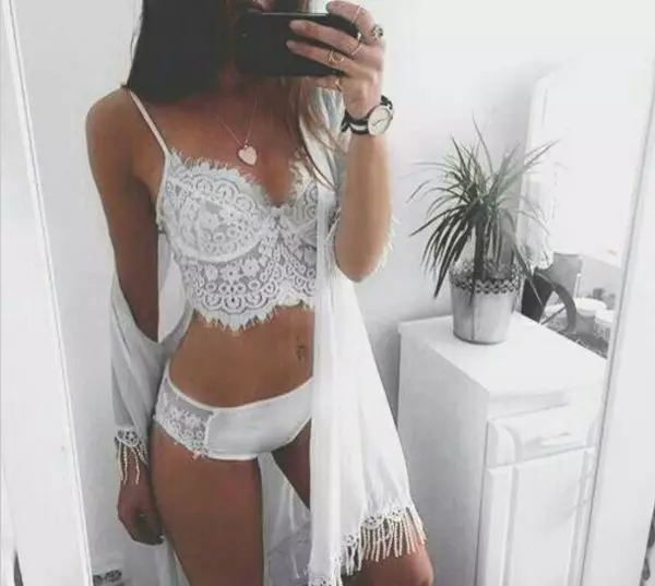 LACE BRA (62 sary): Modely miaraka amin'ny dantelina tsy misy taolana ary tsy misy fikosoham-bary, mainty sy fotsy ambony bra, scraper bra 14919_33