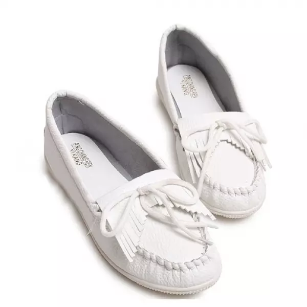 Women's White Moccasins (43 foto's): Leather Models 15041_7