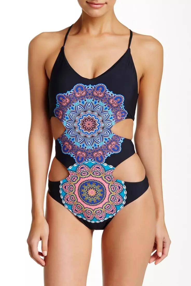 Swembroek Trikini (29 foto's): Vroulike Swart swembroek monokini 1514_7