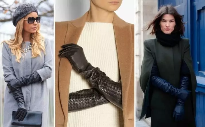 دستکش چرم طولانی (64 عکس): مدل های زمستانه زنانه کشیده از سیاه و سفید 15195_13