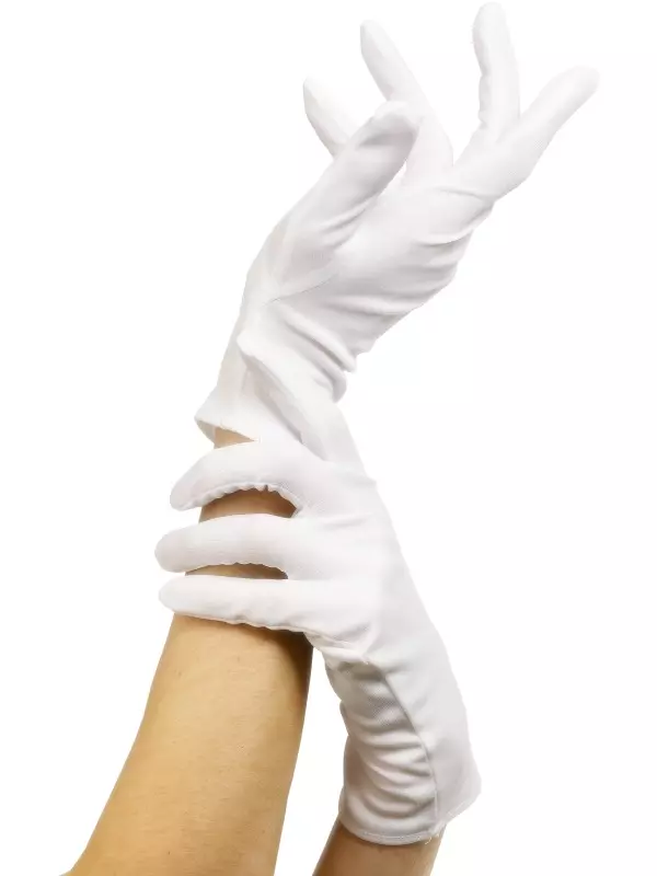 ถุงมือสีขาว (36 รูป): ผ้าฝ้ายและซาตินรุ่นสั้นและยาววิธีการเลือกและสถานที่ที่จะสวมใส่ 15198_14