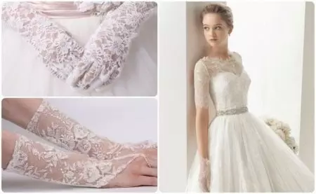 婚禮手套（59張照片）：女孩的短手套，婚禮的白色蕾絲手套 15199_58